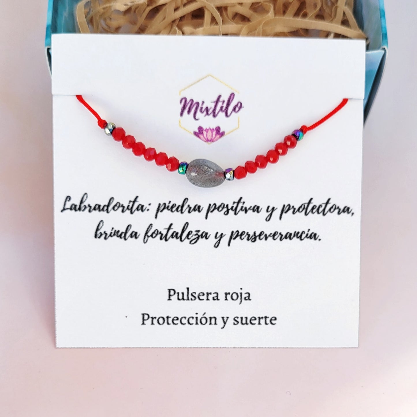 Pulsera roja labradorita